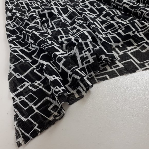 Tribal Black Geo Pattern Handkerchief-trim Midi Skirt - Picture 4 of 13